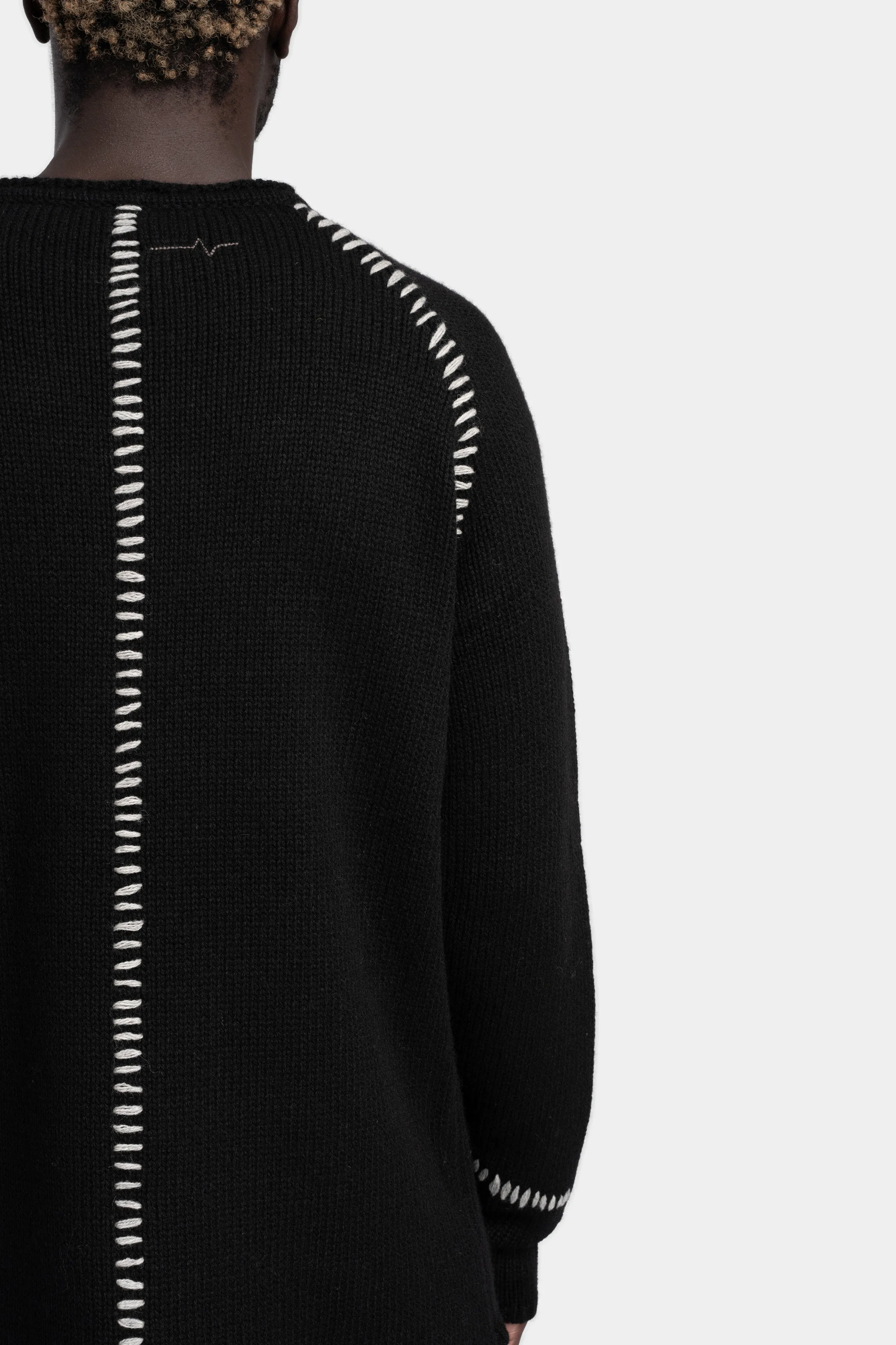 Scar-stitch detail knit sweater