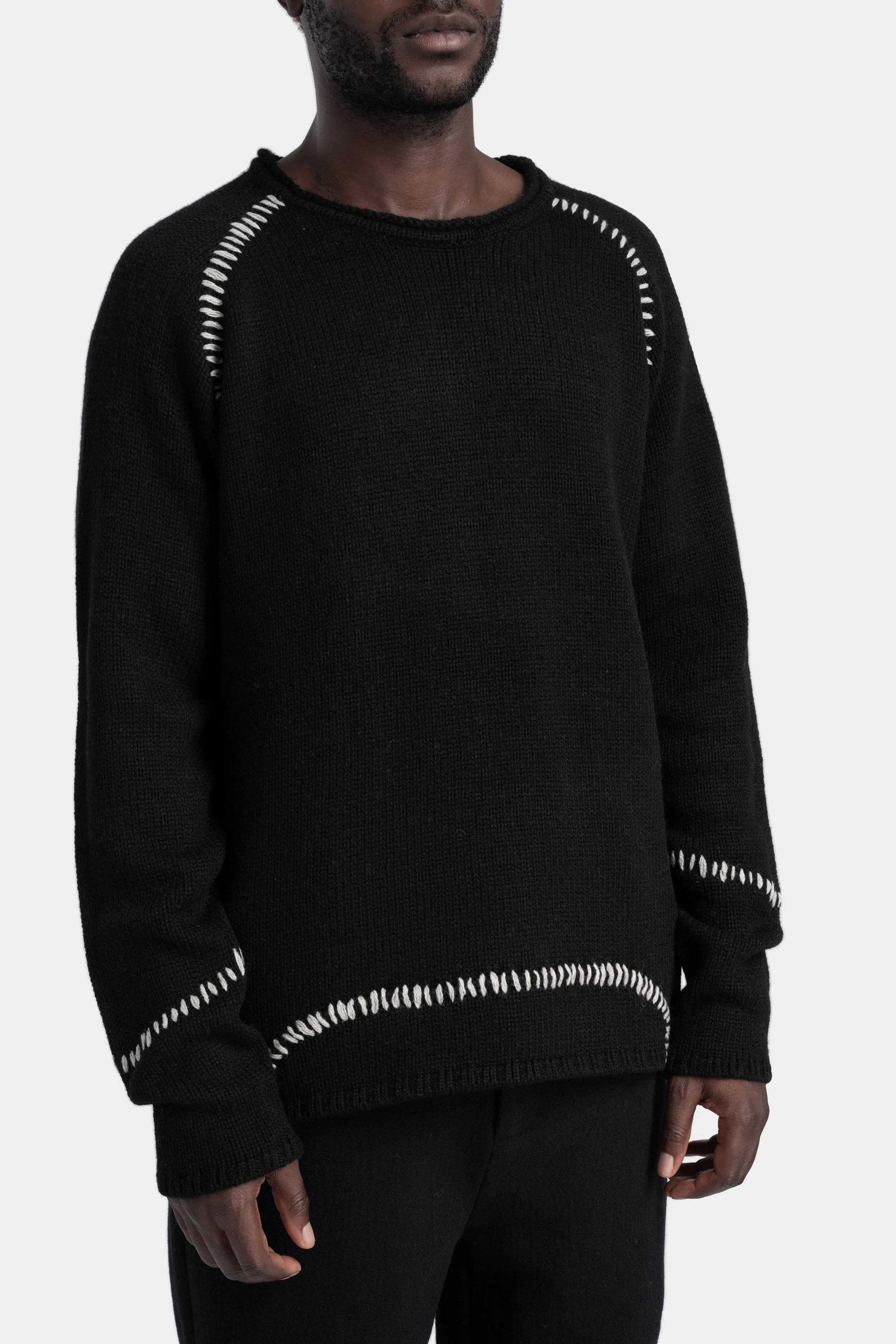 Scar-stitch detail knit sweater