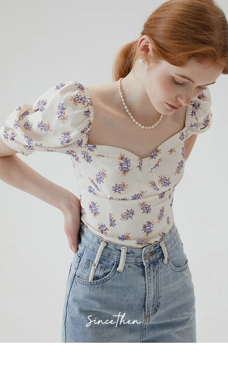 Since Then  |Flower Patterns Casual Style Long Sleeves Party Style