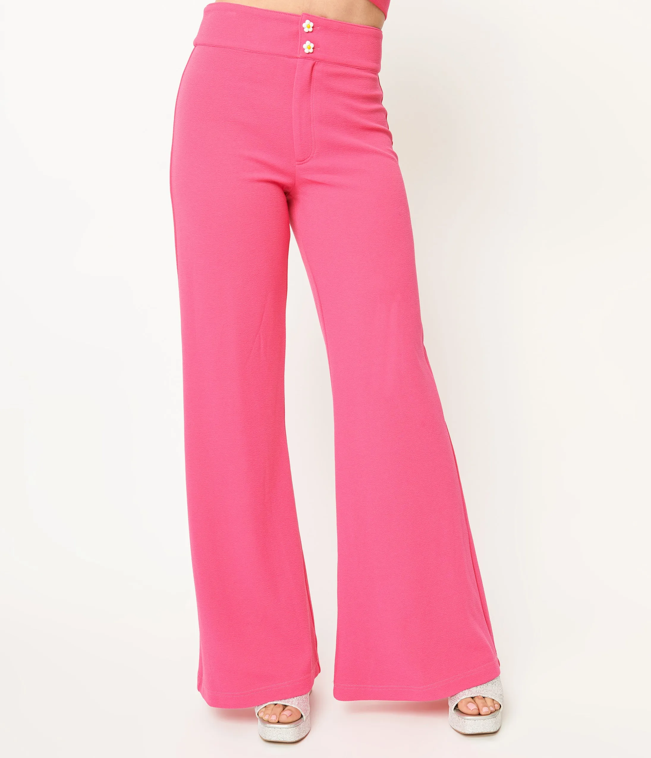 Smak Parlour 1960s Hot Pink High Waist Flare Pants