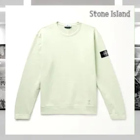 STONE ISLAND  |Sweat Long Sleeves Plain Cotton Logo Sweatshirts