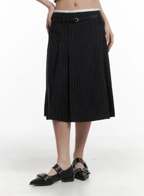 Stripe Pintuck Midi Skirt CA409