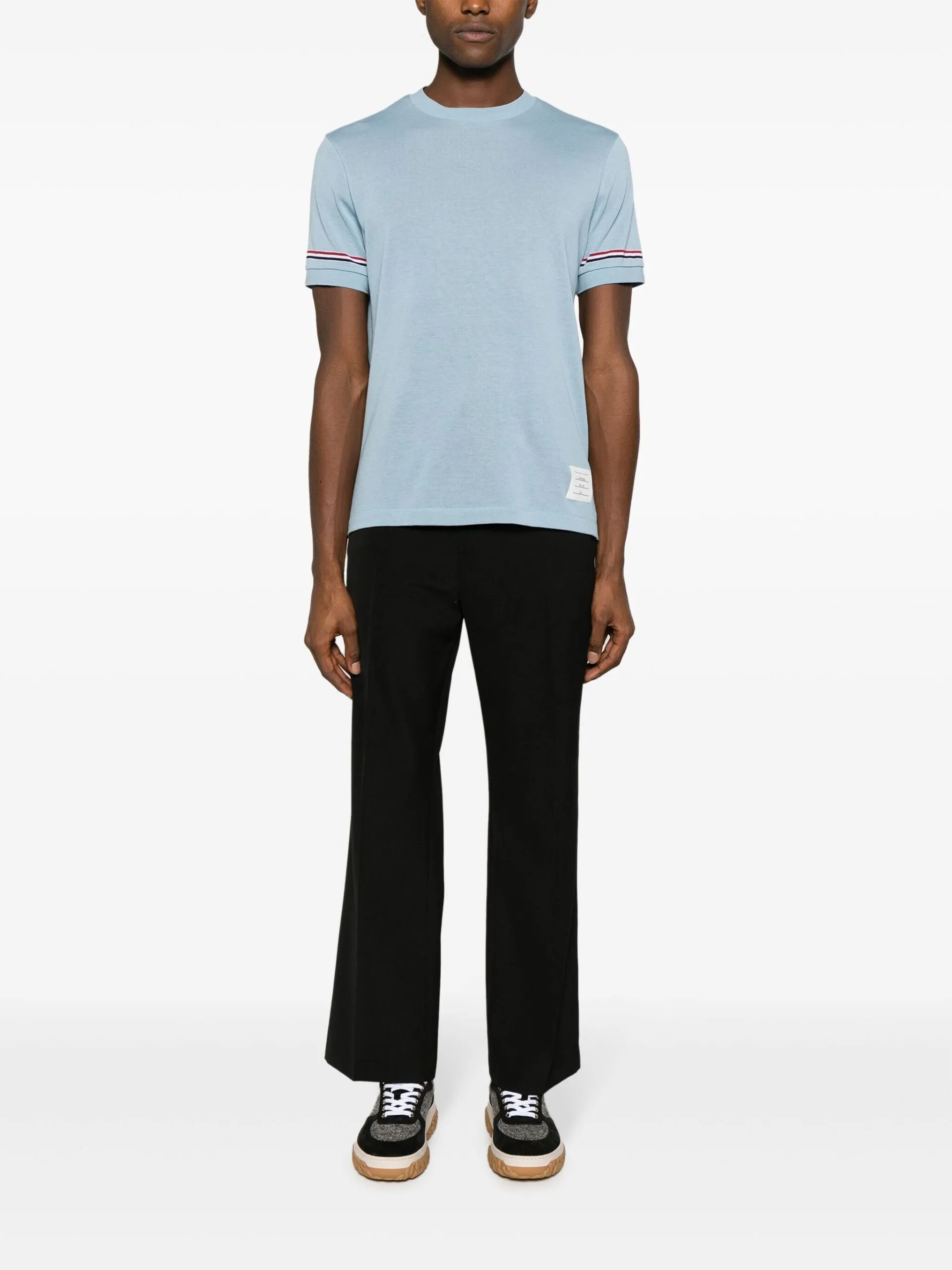 THOM BROWNE  |Crew Neck Pullovers Stripes Street Style Plain Cotton