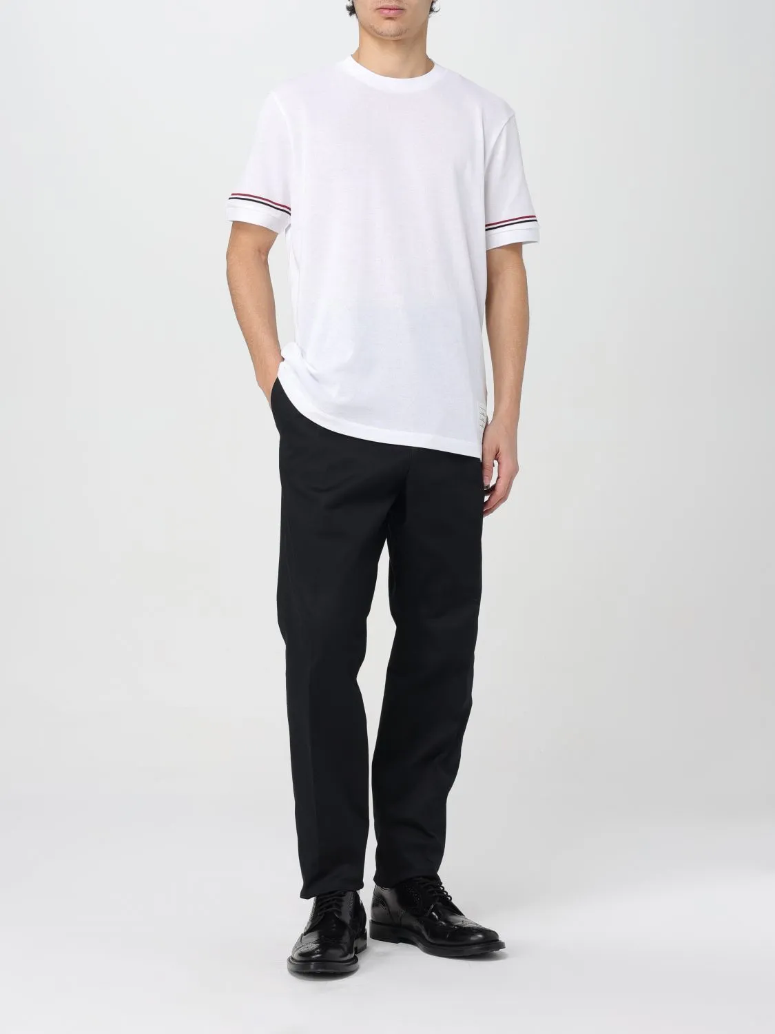 THOM BROWNE  |Crew Neck Pullovers Stripes Street Style Plain Cotton