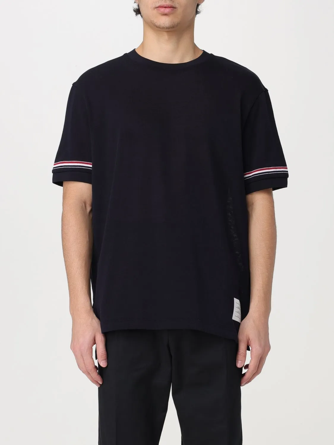 THOM BROWNE  |Crew Neck Pullovers Stripes Street Style Plain Cotton