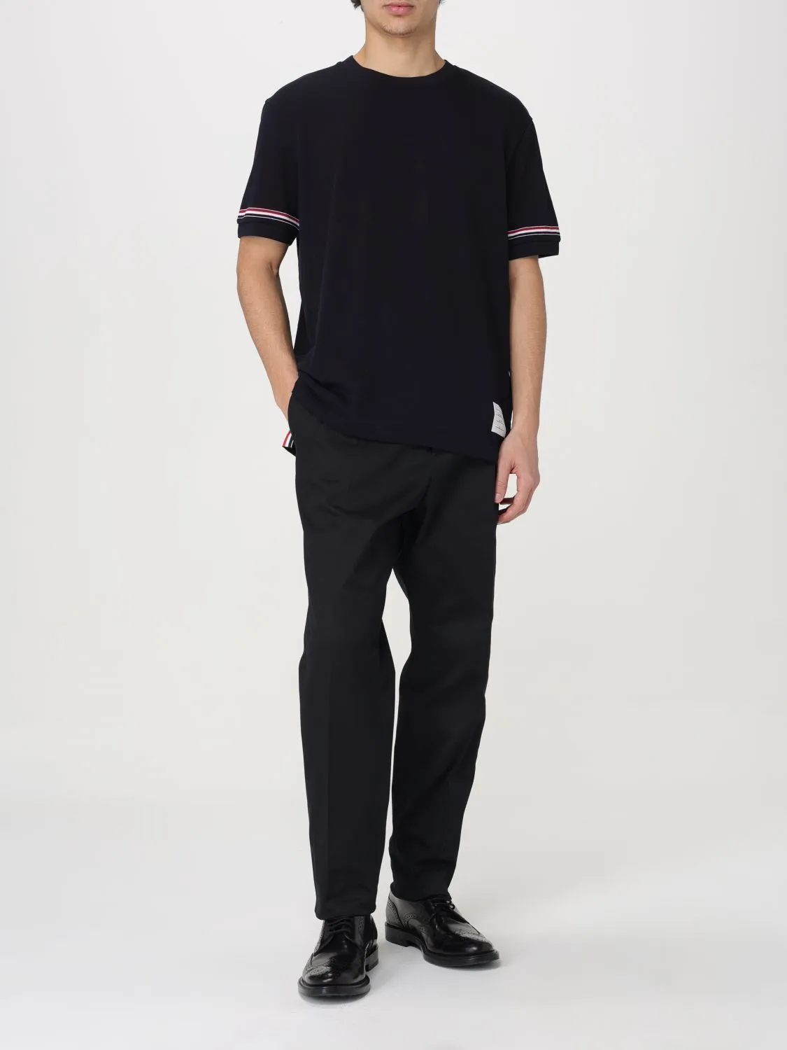 THOM BROWNE  |Crew Neck Pullovers Stripes Street Style Plain Cotton