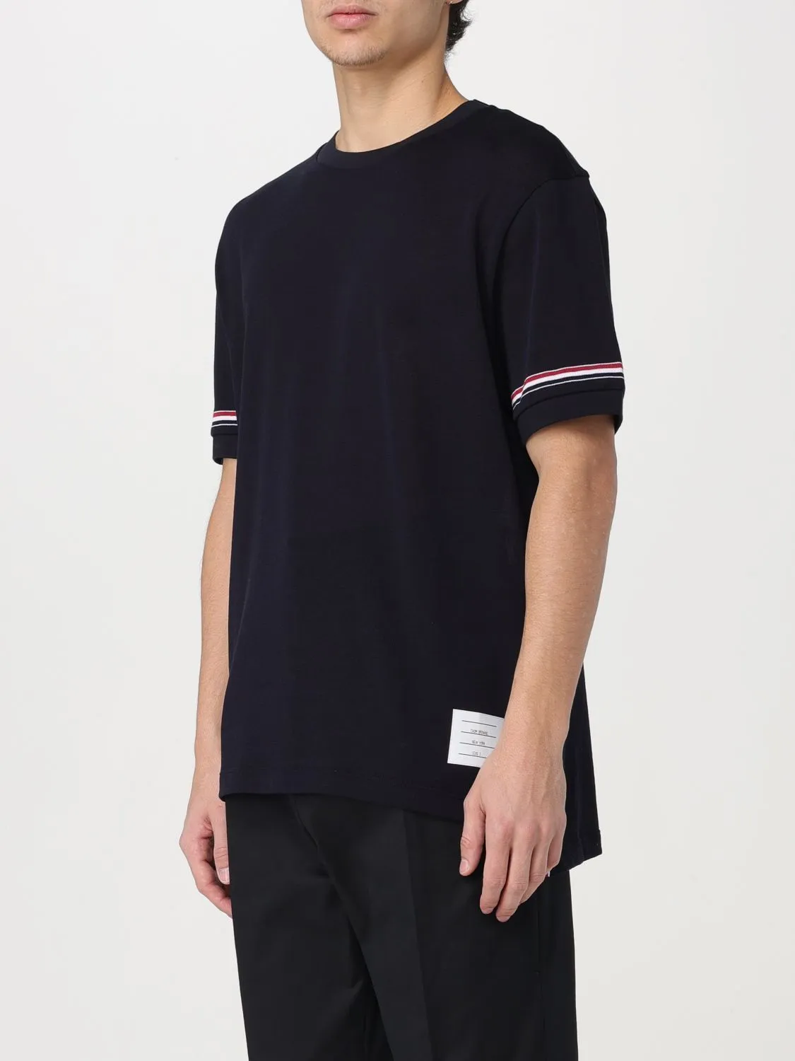 THOM BROWNE  |Crew Neck Pullovers Stripes Street Style Plain Cotton