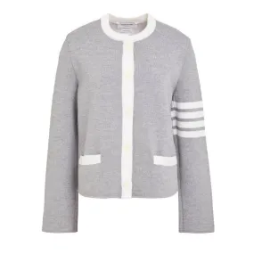 THOM BROWNE  |Wool Nylon Long Sleeves Plain Logo Cardigans