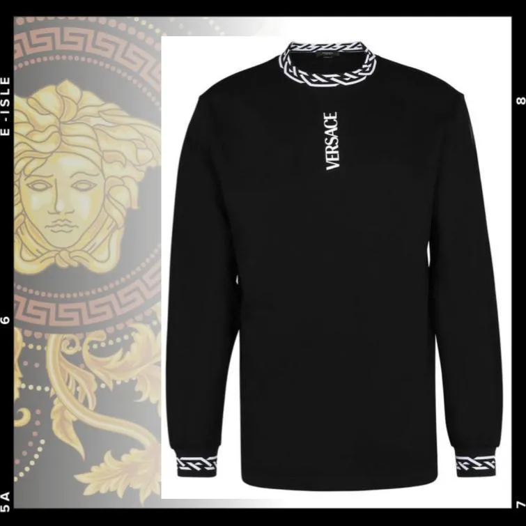 VERSACE  |Long Sleeves Plain Cotton Logo Luxury Shirts