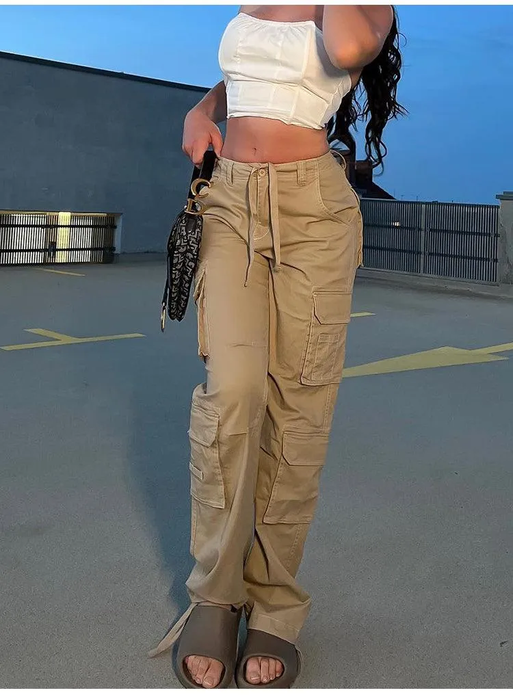 Vintage 90s Baggy Cargo Overalls - High Waist, Wide-Leg, and Multiple Pockets for Streetwear Style