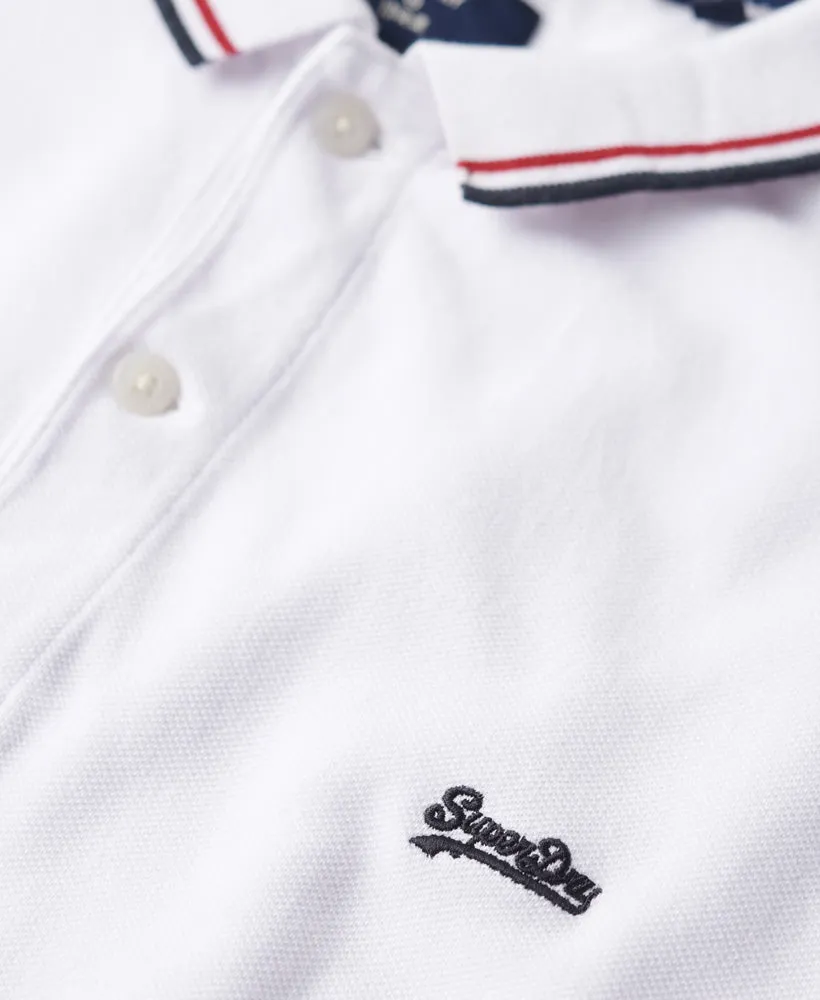 Vintage Tipped Long Sleeve Polo Shirt | Optic/Red