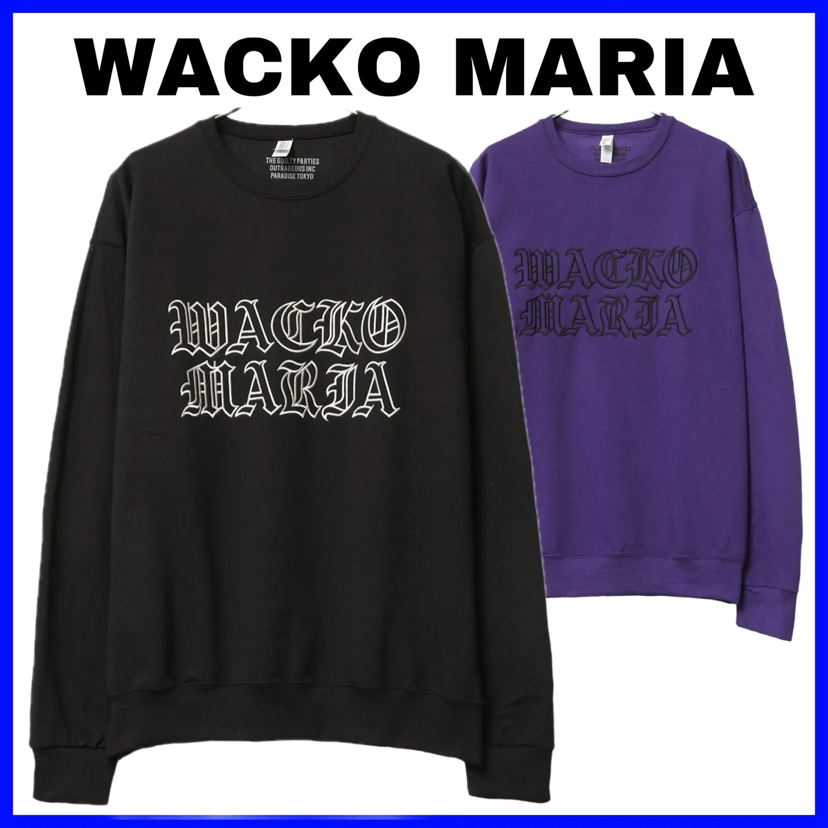 WACKO MARIA  |Crew Neck Pullovers Street Style Long Sleeves Plain Cotton