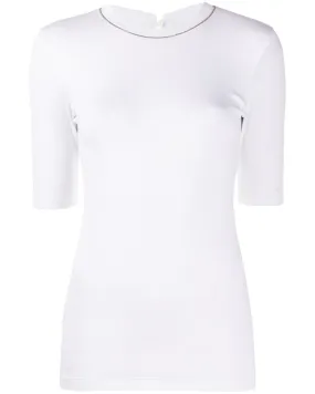 White Monili Neck Short Sleeve T-Shirt