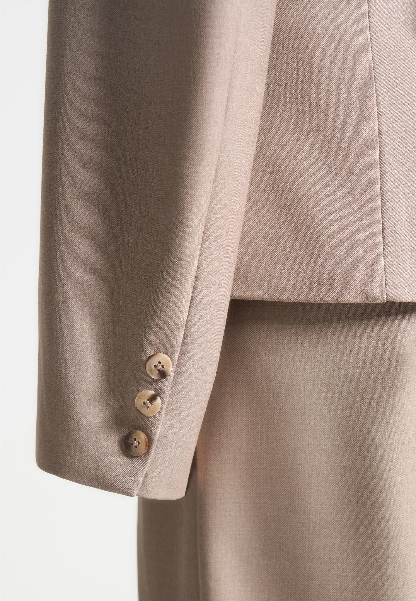 Wide Shoulder Tailored Blazer with Twin Belt - Taupe