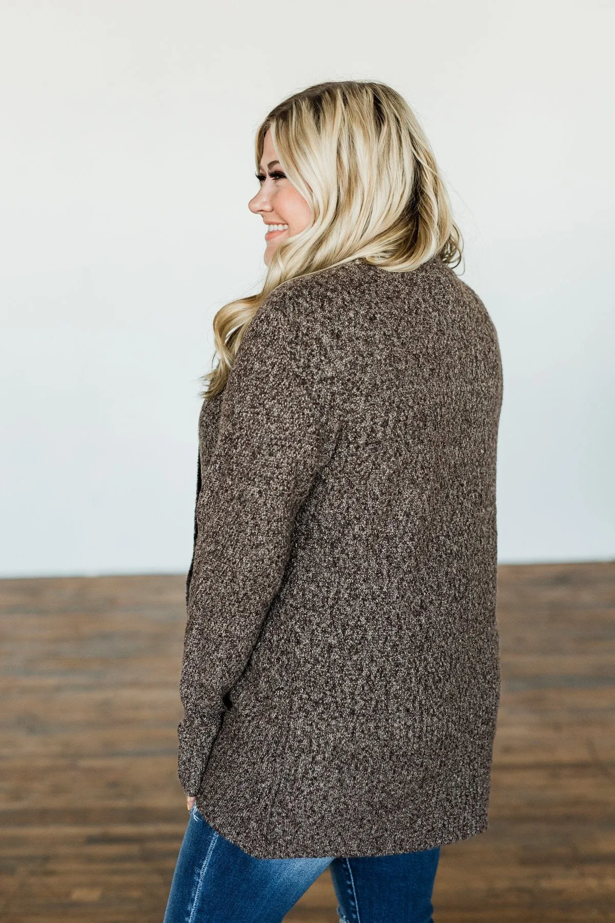 Wish You Well Knit Drape Cardigan- Brown