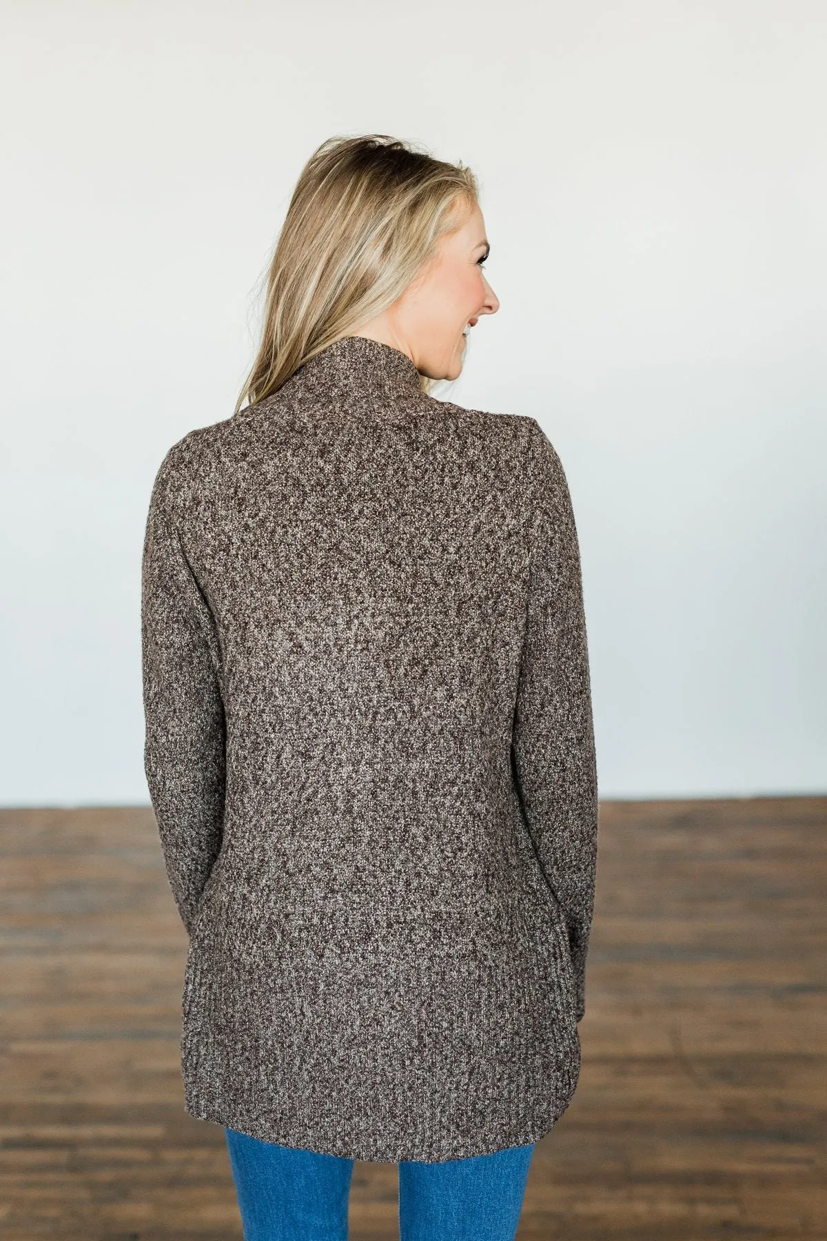 Wish You Well Knit Drape Cardigan- Brown