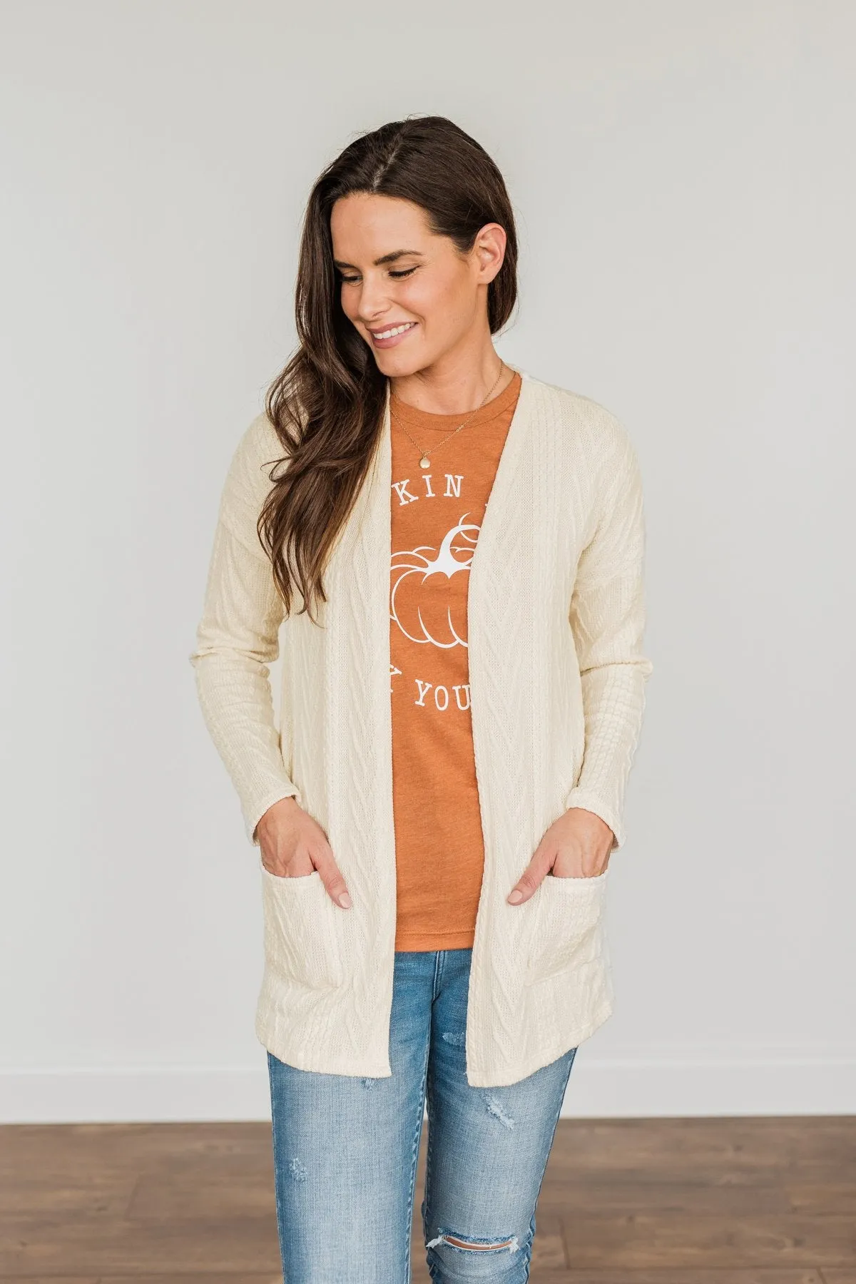 Wish You Were Here Knit Cardigan- Ivory