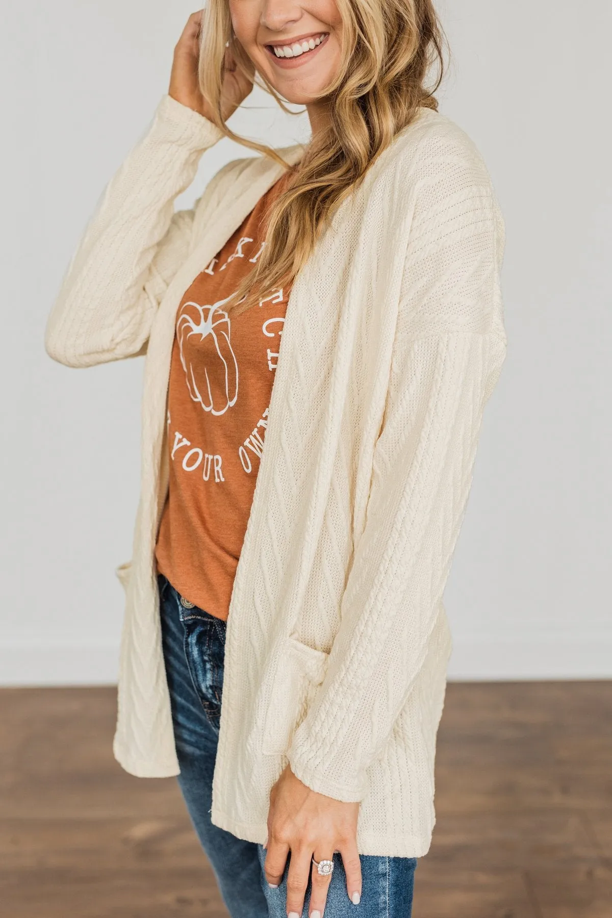 Wish You Were Here Knit Cardigan- Ivory