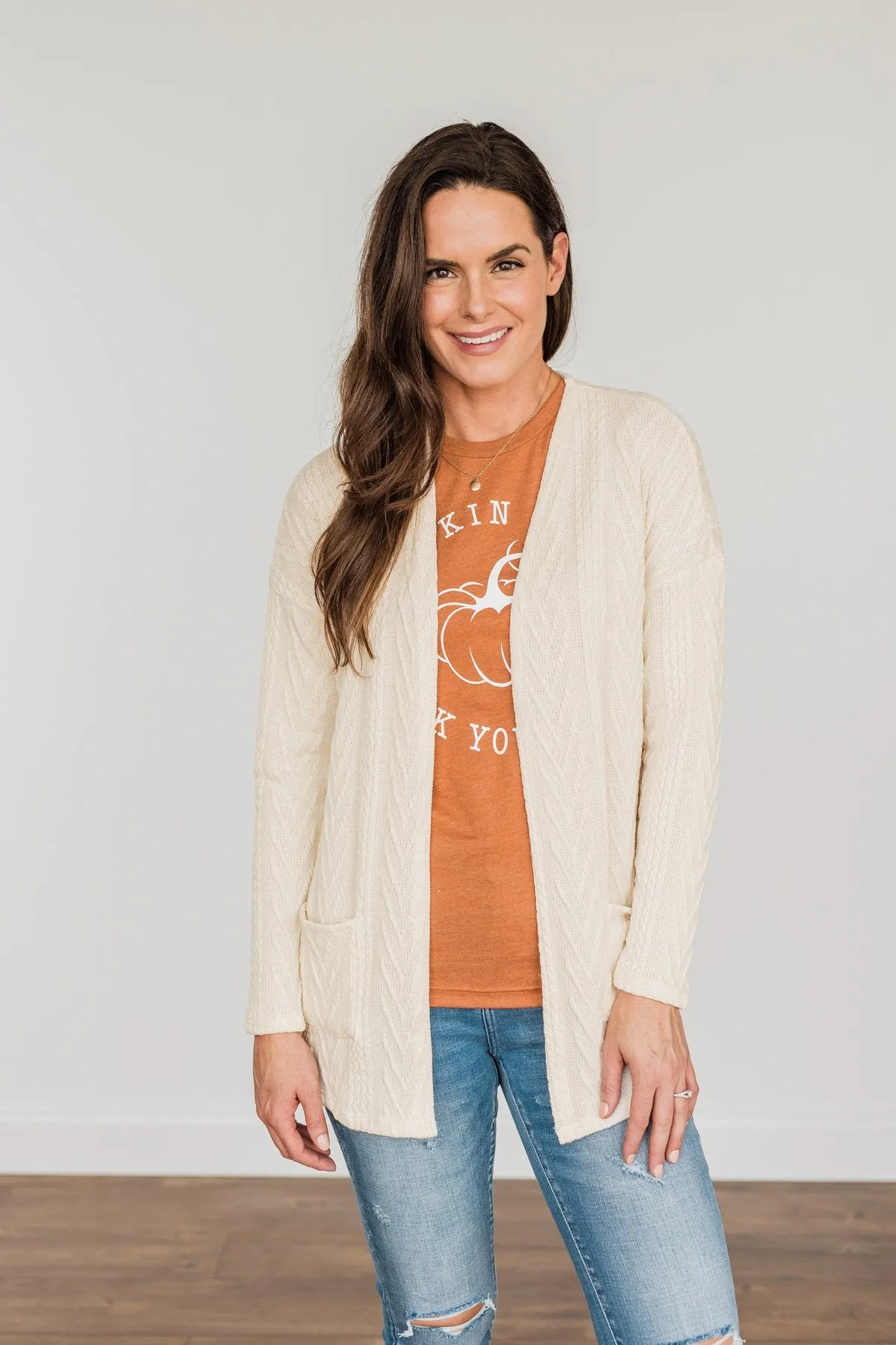 Wish You Were Here Knit Cardigan- Ivory