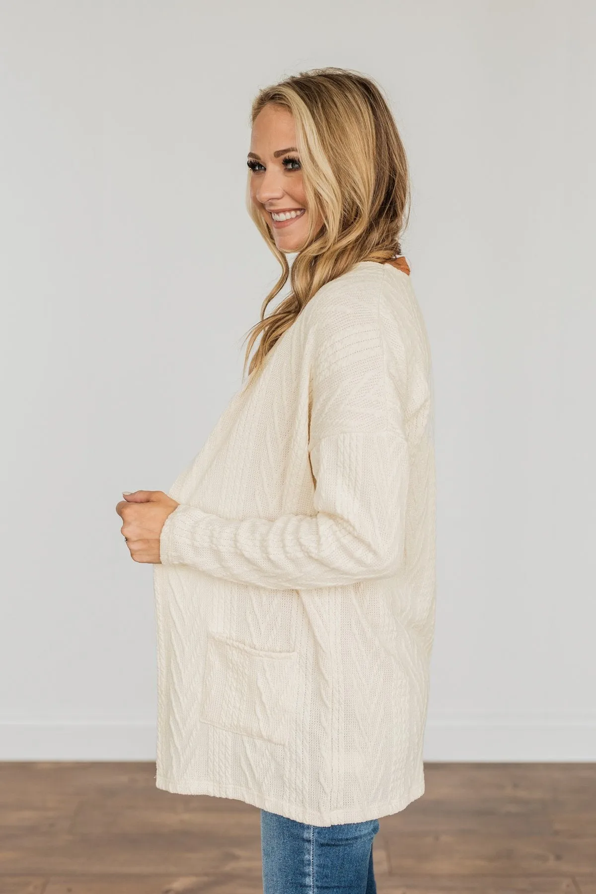 Wish You Were Here Knit Cardigan- Ivory