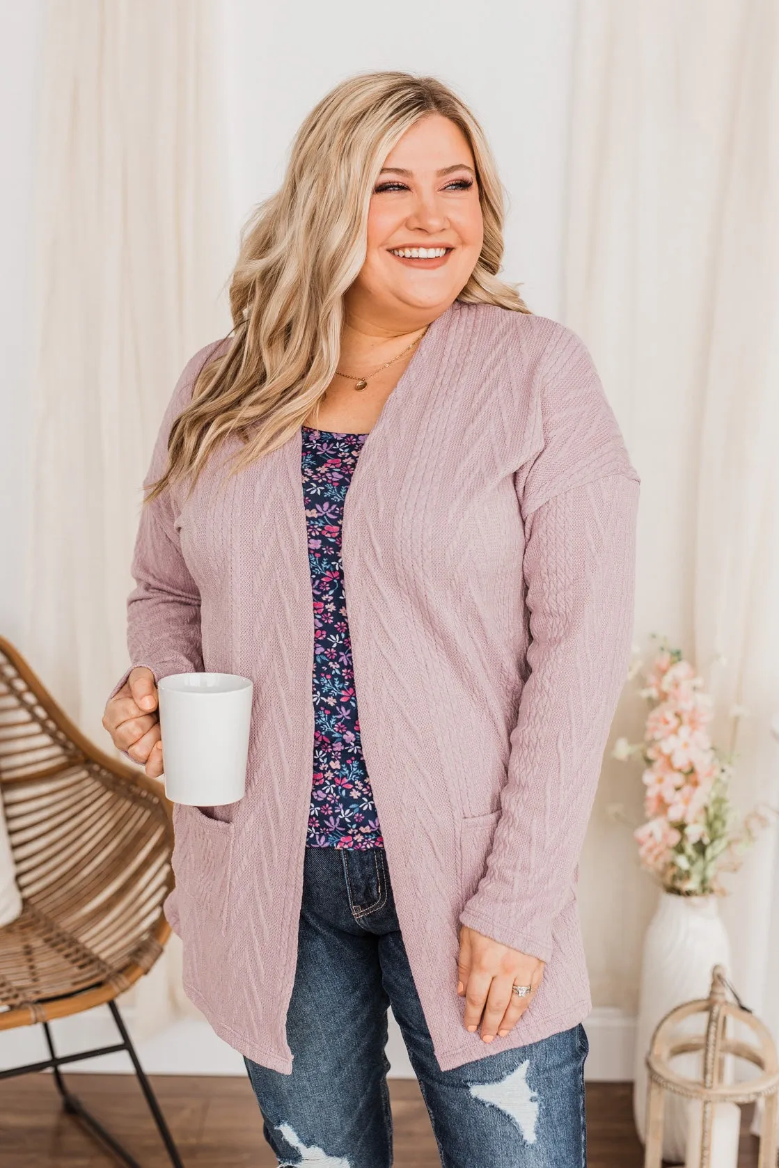 Wish You Were Here Knit Cardigan- Lavender