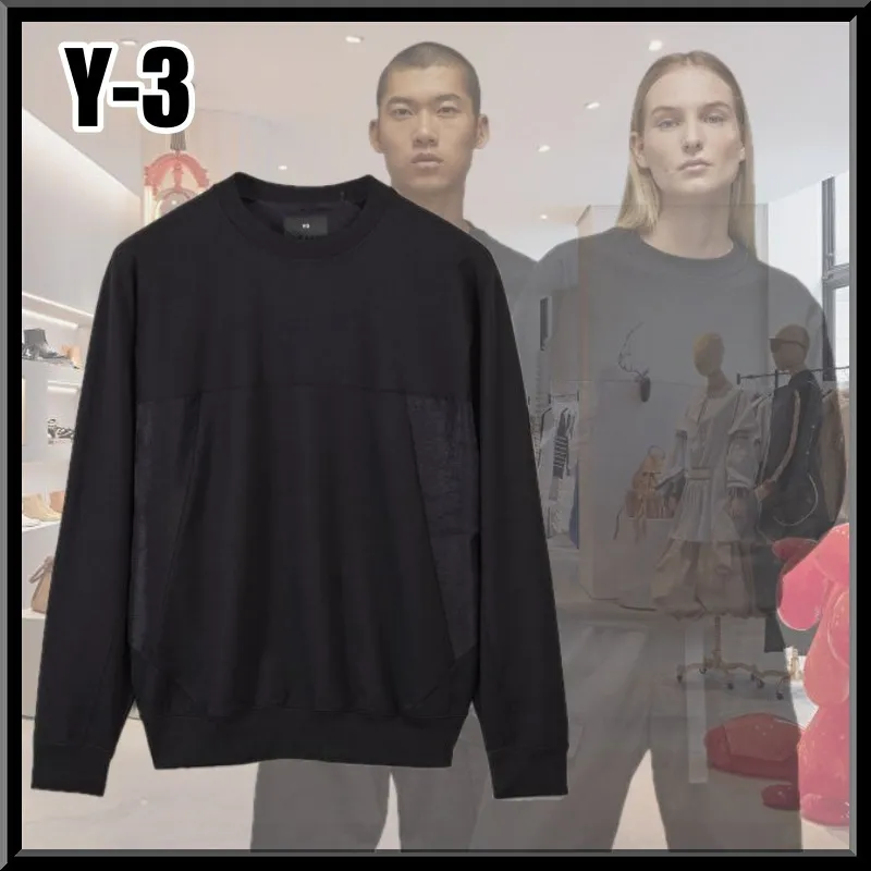 Y-3  |Crew Neck Pullovers Unisex Blended Fabrics Street Style